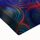 Modern Abstract Wall Art – Red, Blue & Gold Radiating Circle Design