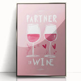 Large art print of a mid-century modernist food and drinks motif in a silver frame, suitable for modern kitchen decor.