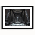 Black landscape bridge frame with mat, showcasing a sleek front view design perfect for modern decor. Ideal for displaying art or photographs, enhancing any interior space.