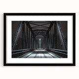 Black landscape bridge frame with mat, showcasing a sleek front view design perfect for modern decor. Ideal for displaying art or photographs, enhancing any interior space.