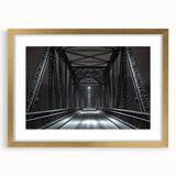 Gold landscape bridge frame with a mat, showcasing a front view of elegant design, perfect for enhancing home decor and art displays in modern interiors.