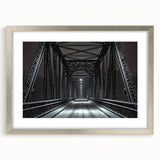 Silver landscape bridge frame with a mat, showcasing a modern design in a front view perspective, ideal for enhancing home decor and displaying artwork elegantly.