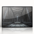 Framed acrylic artwork depicting a landscape bridge in black, showcasing intricate details and vibrant colors, ideal for modern home decor.
