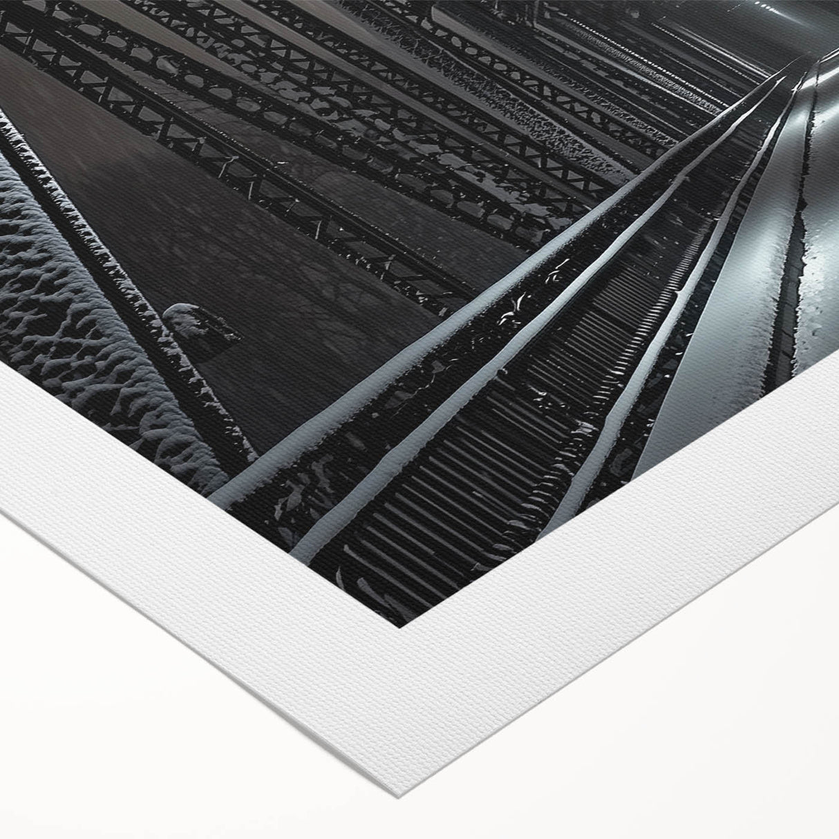 Rolled canvas showcasing a vibrant landscape design featuring a serene bridge over a river, beautifully textured for an artistic touch, packaged securely in a durable tube.