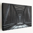 Stretched canvas artwork depicting a serene landscape bridge scene, showcasing vibrant colors and intricate details, ideal for enhancing home decor aesthetics.