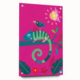 Colorful Boys Room Wall Art – Chameleon and Bird in Nature
