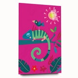 Colorful Boys Room Wall Art – Chameleon and Bird in Nature