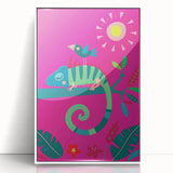 Colorful Boys Room Wall Art – Chameleon and Bird in Nature