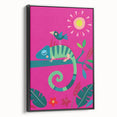 Colorful Boys Room Wall Art – Chameleon and Bird in Nature