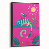 Colorful Boys Room Wall Art – Chameleon and Bird in Nature