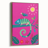 Colorful Boys Room Wall Art – Chameleon and Bird in Nature