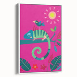 Colorful Boys Room Wall Art – Chameleon and Bird in Nature