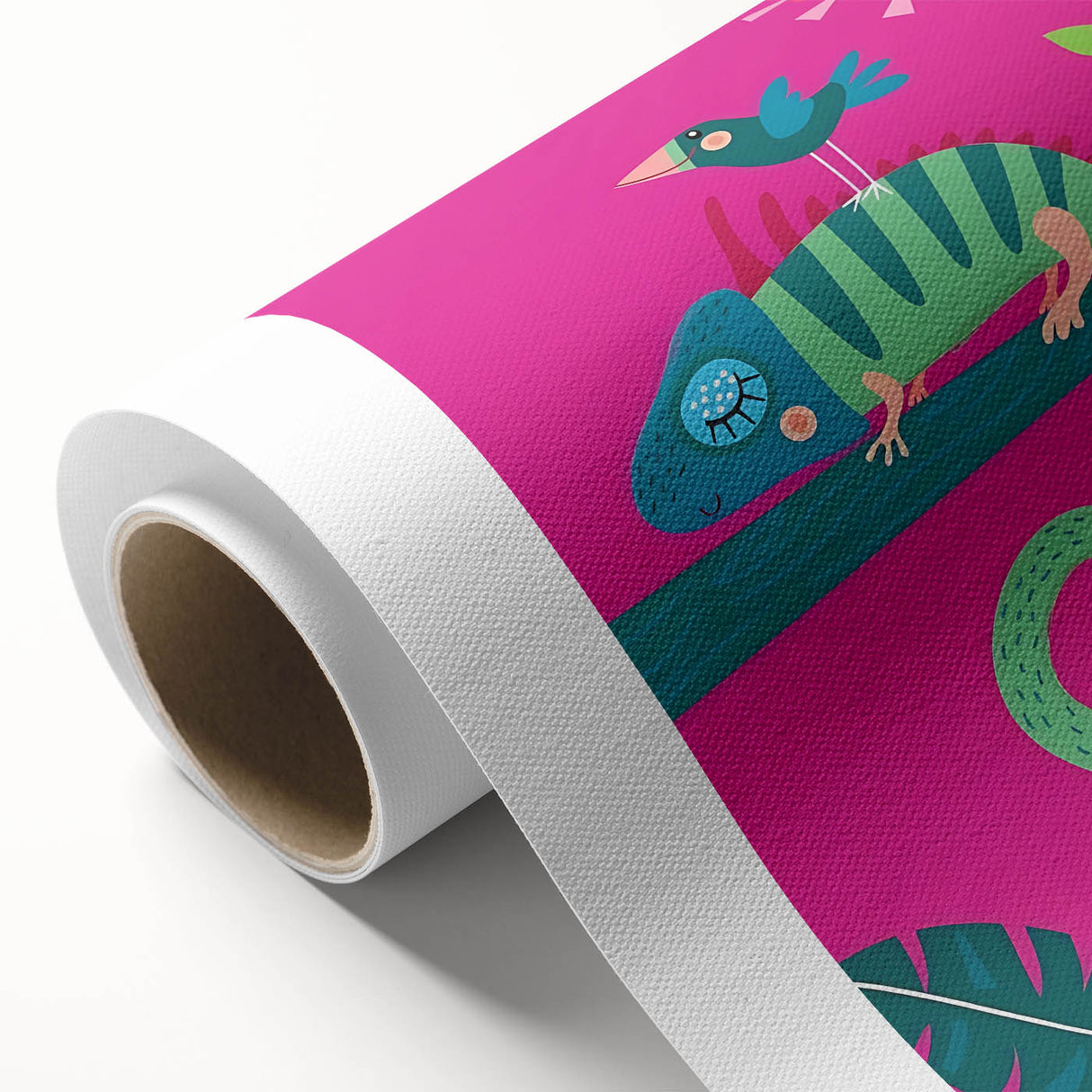 Colorful Boys Room Wall Art – Chameleon and Bird in Nature