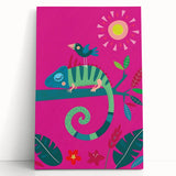 Colorful Boys Room Wall Art – Chameleon and Bird in Nature