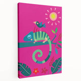 Colorful Boys Room Wall Art – Chameleon and Bird in Nature