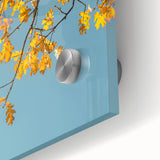 Large abstract wall art featuring autumnal shades on acrylic glass, ideal for dining room ambiance.