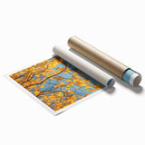Extra large rolled canvas featuring a detailed floral design in autumn hues, ideal for classy bathroom wall art.