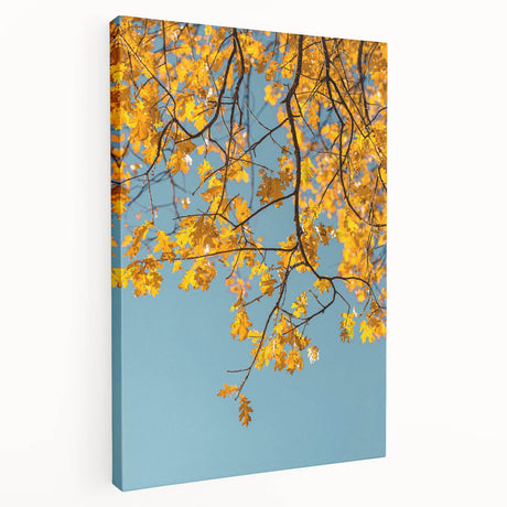 Large canvas print of a fall-themed abstract design in warm orange and red tones, suitable for kitchen wall art.