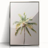 Mid-century modernist art depicting a summer scene in pastel shades on a silver-framed acrylic, ideal for nursery wall art.