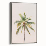 Landscape art painting of a summer scene on framed canvas, featuring vibrant green and blue tones.