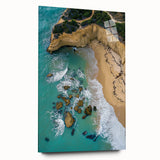 Acrylic glass artwork showcasing a stunning landscape of majestic cliffs, emphasizing vibrant colors and intricate details in a side view, perfect for modern decor.