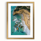 Framed landscape artwork showcasing dramatic cliffs with a gold mat, perfect for enhancing home decor in modern or rustic settings. Ideal for art enthusiasts.