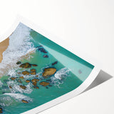 Vibrant rolled canvas print depicting majestic cliffs and serene landscapes, showcasing rich colors and intricate details, ideal for home decor.