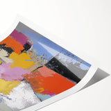 Abstract figurative rolled print showcasing vibrant colors and fluid shapes, ideal for modern home decor, securely packaged in a protective cardboard tube.