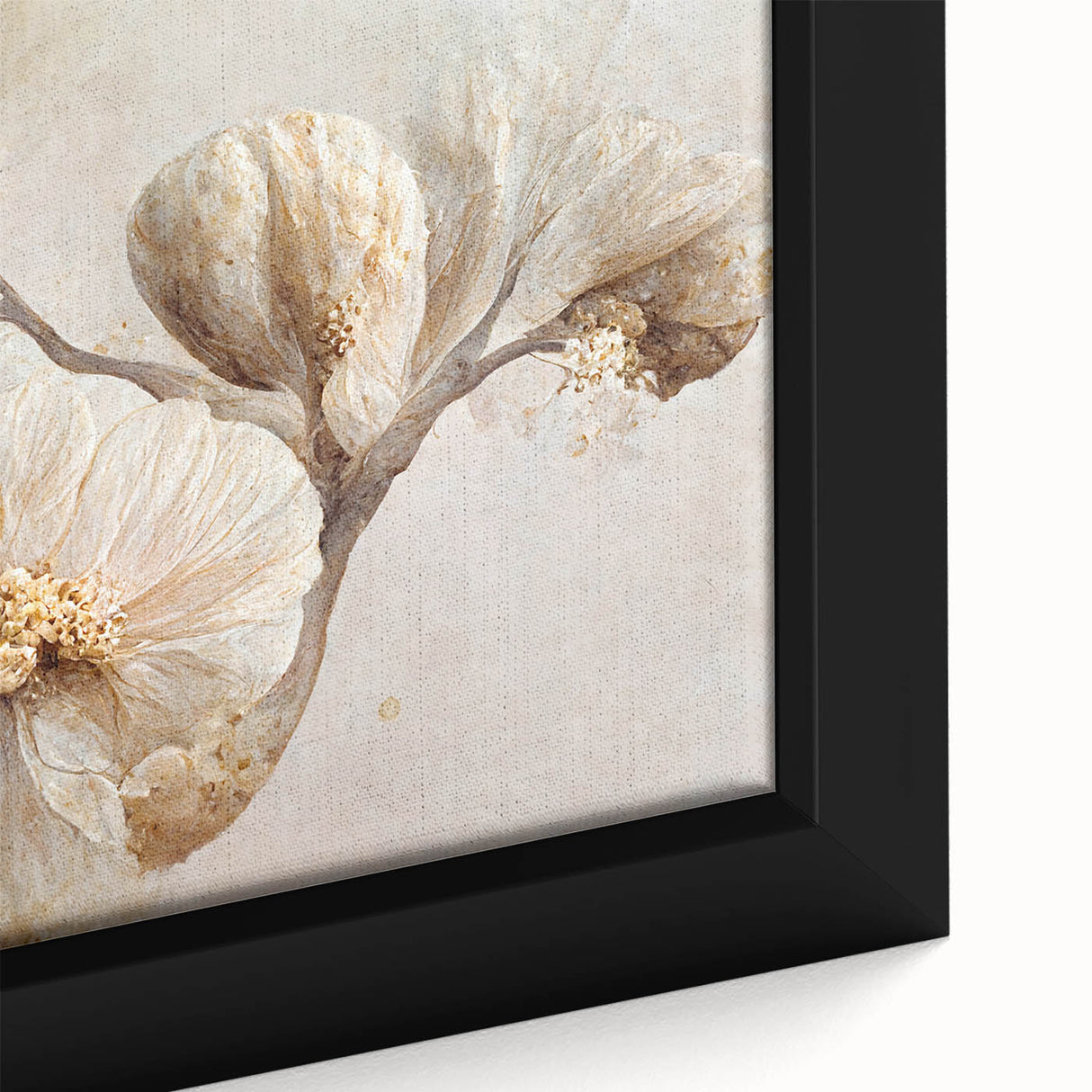 Close-up of a framed canvas showcasing vibrant abstract floral designs in bold colors, perfect for modern home decor, adding a touch of elegance and creativity.