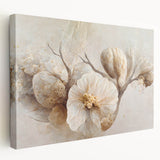 Abstract floral wall art on stretched canvas, showcasing vibrant colors and intricate patterns. Ideal for modern home decor, adding a touch of elegance and creativity.