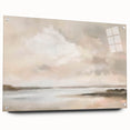 Abstract landscape wall art featuring vibrant colors in an acrylic glass frame, displayed from a side view with visible mounting pins, ideal for modern decor.