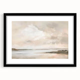 Abstract landscape wall art featuring vibrant colors in a black frame with a mat, showcasing a modern design ideal for contemporary home decor.