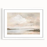 Abstract landscape wall art framed in white with a mat, showcasing vibrant colors and textured design, ideal for modern home decor and artistic spaces.