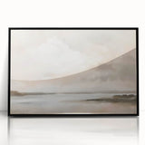 Framed abstract landscape wall art in black acrylic, showcasing vibrant colors and modern design, ideal for contemporary home decor. Adds artistic flair to any room.