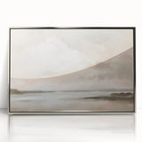 Framed abstract landscape wall art in silver acrylic, showcasing vibrant colors and dynamic shapes, ideal for modern home decor. Perfect for enhancing living spaces.