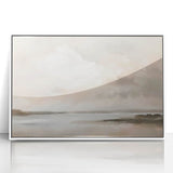 Framed acrylic wall art showcasing an abstract landscape in soothing white and blue tones, perfect for modern home decor, adding a serene touch to any room.