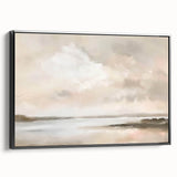 Framed abstract landscape wall art featuring a vibrant mix of colors with a sleek black frame, designed to enhance modern home decor.