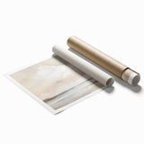 Abstract landscape wall art print showcasing vibrant colors and dynamic shapes, rolled up for easy shipping and display in modern interiors.