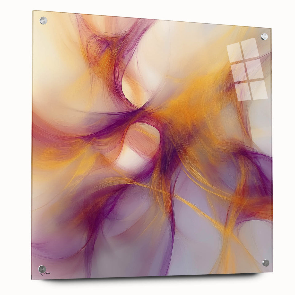 Minimalist Abstract Wall Art – Plum and Gold Flow on Soft Lavender