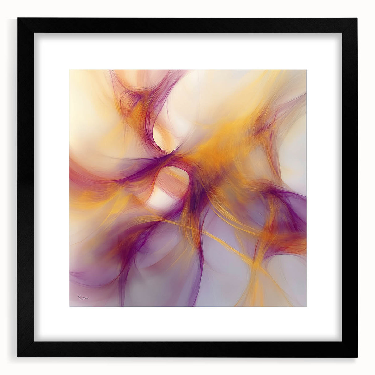 Minimalist Abstract Wall Art – Plum and Gold Flow on Soft Lavender