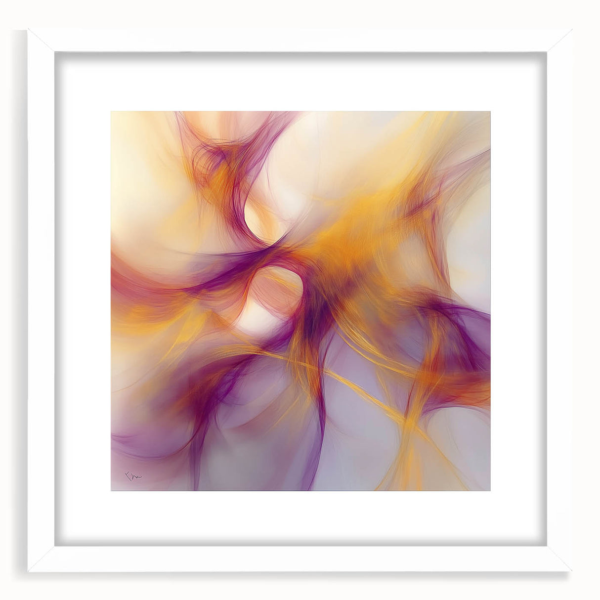 Minimalist Abstract Wall Art – Plum and Gold Flow on Soft Lavender