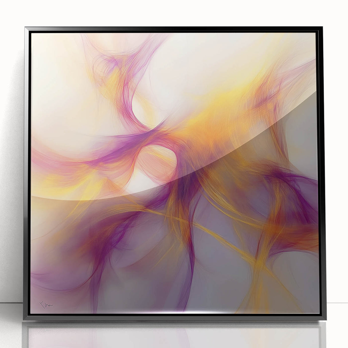 Minimalist Abstract Wall Art – Plum and Gold Flow on Soft Lavender