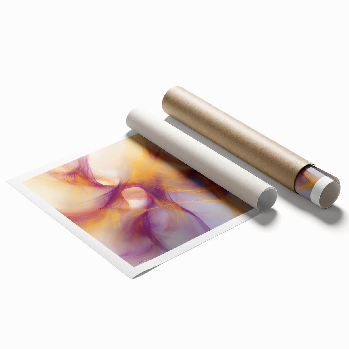 Minimalist Abstract Wall Art – Plum and Gold Flow on Soft Lavender