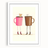 Abstract art print featuring swirling blue and white patterns on a framed canvas, ideal for dining room decor.