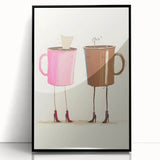 Large abstract wall art featuring mid-century modernist design in muted gray and blue tones, framed acrylic.