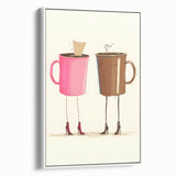 Vintage poster art of assorted beverages in vibrant colors on a large framed canvas, ideal for living room decor.