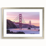Landscape bridge frame with a silver mat, showcasing a modern design in front view. Ideal for displaying artwork or photographs in contemporary decor.