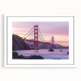 Landscape bridge frame with a white mat, showcasing a sleek, modern design ideal for home or office decor. Perfect for displaying artwork, photographs, or cherished memories.