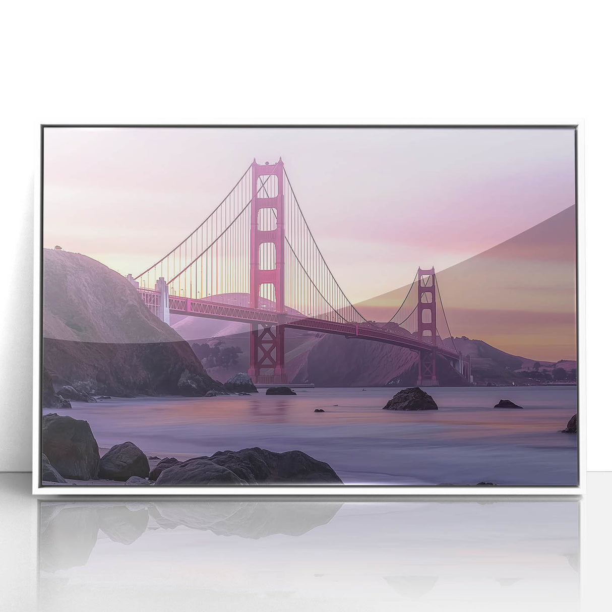 Framed acrylic artwork of a landscape bridge scene, featuring vibrant colors and intricate details, displayed against a white backdrop for modern decor. Perfect for enhancing any living space with nature-inspired aesthetics.