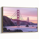 Framed canvas artwork depicting a landscape bridge with a gold frame, showcasing intricate details and vibrant colors, ideal for enhancing home decor.